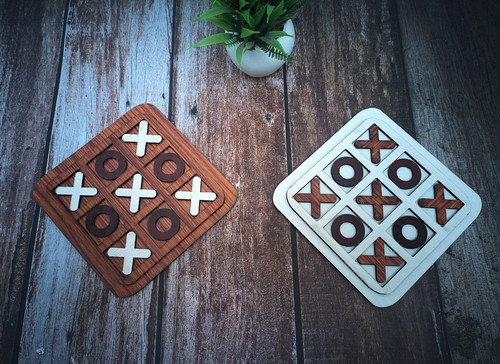 Wooden tic tac toe board - toe, game
